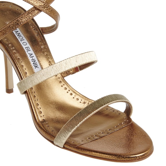 MANOLO BLAHNIK Lidia 90 bronze sandals shoes 39 - Picture 3 of 8